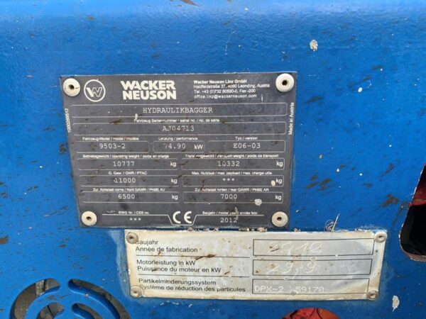 Mini pelle Wacker Neuson 9503-2 – Image 19